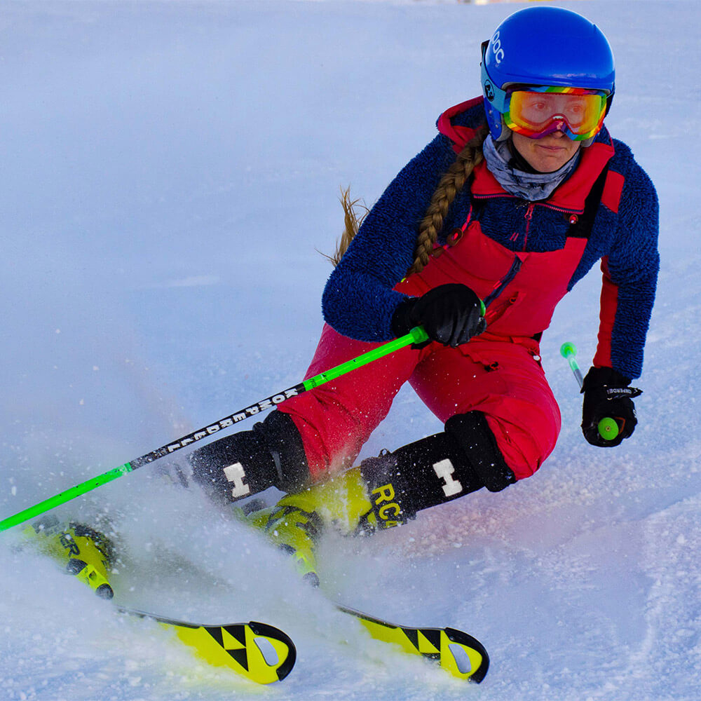 Herzog Medical Elle Kempenaers Partner Skiën Slalom PRO Compressiekousen zwart Elle met de Herzog Supportkousen